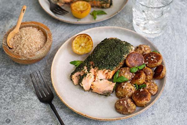 Sheet Pan Salmon with Infused Pesto